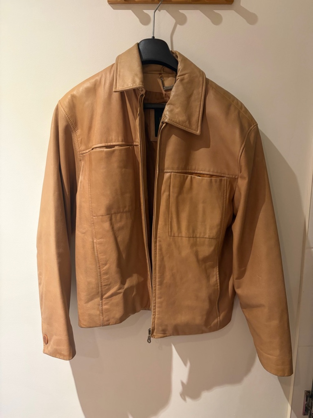 Danier Tan Leather Zip-Front Jacket - Picture 1 of 2